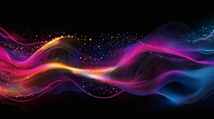 Fototapeta premium Neon Wave Abstract: Vibrant Hues and Sparkling Trails