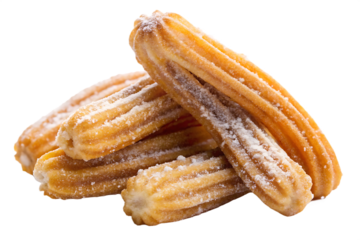 crispy churros coated in sugar isolated on transparent