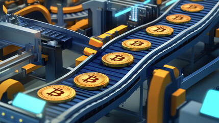 Bitcoin production concept