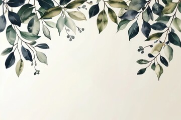 A serene composition of green leaves on a light background.