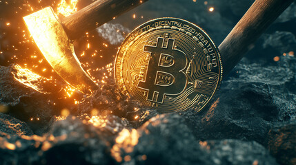 Dramatic shot of Bitcoin mining