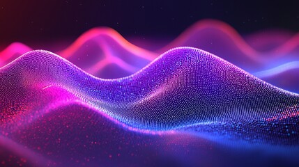 Abstract Pink Blue Digital Waveform Landscape
