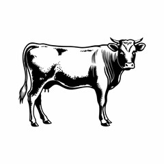 Detailed Line Art of Cow Standing with Smooth Coat and Gentle Expression