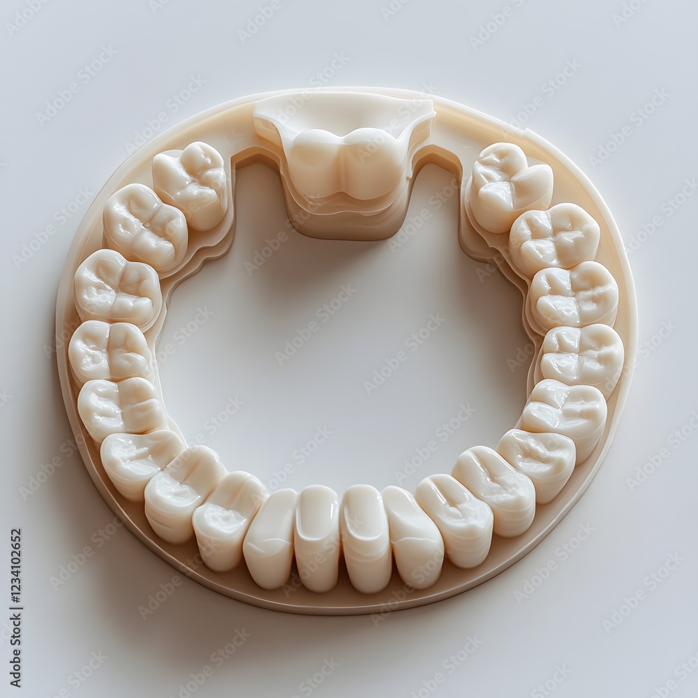 Poster clean dental mold and impression tray isolated on a minimalist background showing its use in creatin