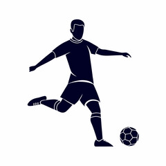 Silhouette of Soccer Player Kicking Ball in Motion, Dynamic Line Art