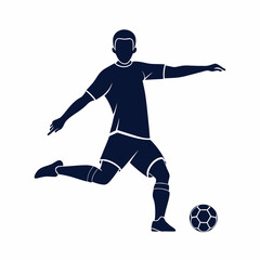 Silhouette of Soccer Player Kicking Ball in Motion, Dynamic Line Art