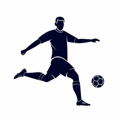 Naklejka premium Silhouette of Soccer Player Kicking Ball in Motion, Dynamic Line Art