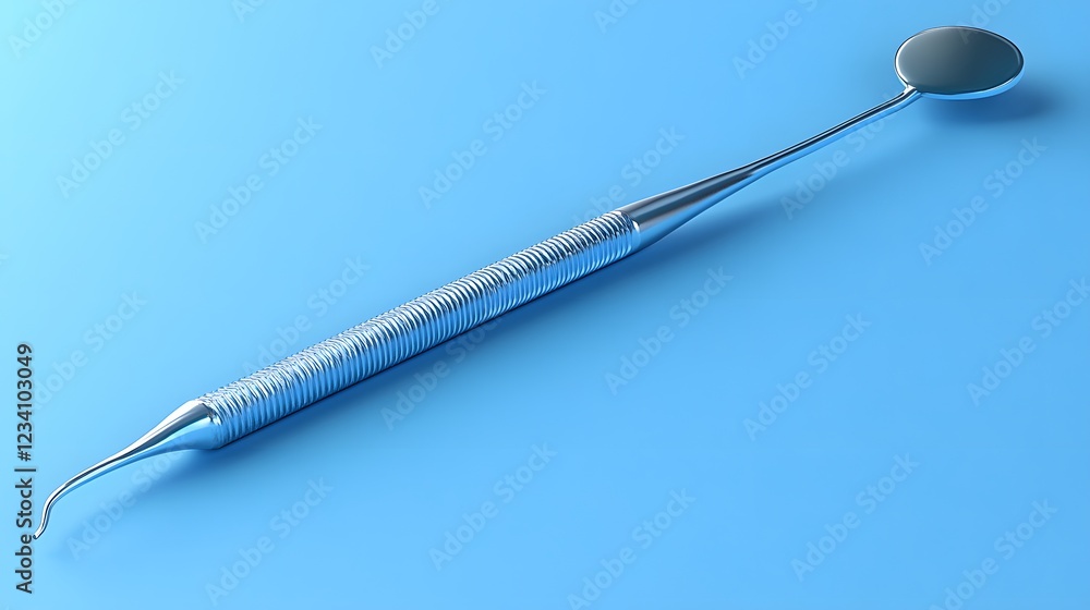 Poster clean dental scaler isolated on a minimalist background designed for removing plaque and tartar from