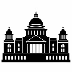 Parliament House black silhouette vector illustration white background