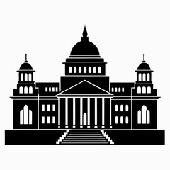 Parliament House black silhouette vector illustration white background