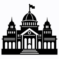 Parliament House black silhouette vector illustration white background