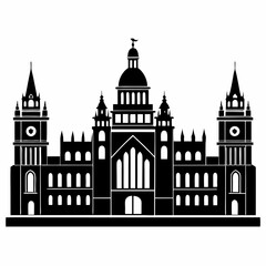 Fototapeta premium Parliament House black silhouette vector illustration white background