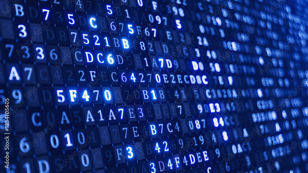 Poster digital code background. big data digital code. 3d illustration
