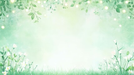 Fototapeta premium Spring blossoms and greenery background for nature-themed designs