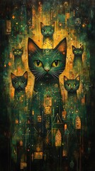 Mystic Cat Cityscape Fantasy Art