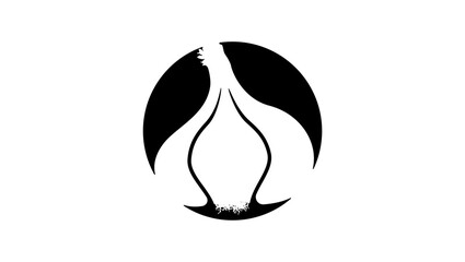garlic symbol, black isolates silhouette