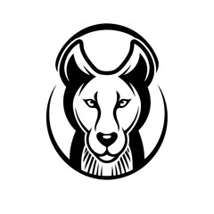Stylized Cougar Face with Bold Lines and Nature-Inspired Design