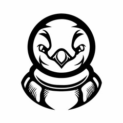 Stylized Penguin Character with Bold Lines and Symmetrical Design