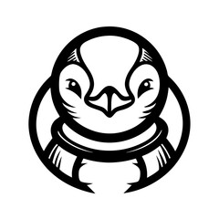 Stylized Penguin Character with Bold Lines and Symmetrical Design