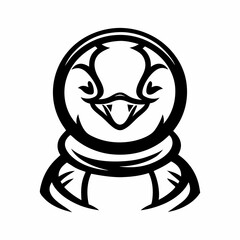 Stylized Penguin Character with Bold Lines and Symmetrical Design
