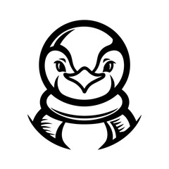 Stylized Penguin Character with Bold Lines and Symmetrical Design