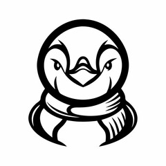 Stylized Penguin Character with Bold Lines and Symmetrical Design