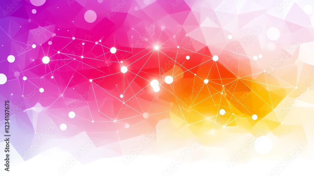 Aufkleber vibrant polygonal network, abstract geometric design with illuminated dots and connecting lines