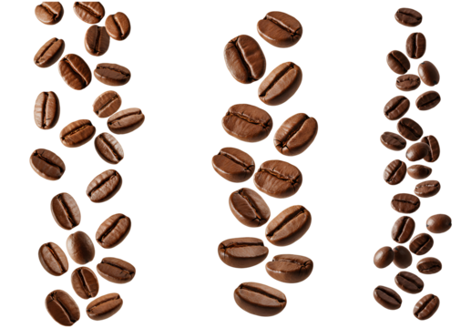 coffee beans set png. coffee beans falling down isolated. delicious and aromatic coffee bean png. coffee beans flying. coffee beans for coffee shop branding, recipe visuals, or beverage advertisements