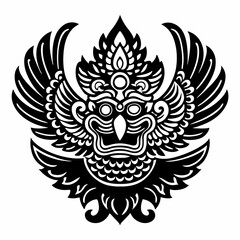 Intricate Tribal Bird Design with Detailed Wings and Ornamental Elements