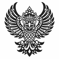 Intricate Tribal Bird Design with Detailed Wings and Ornamental Elements