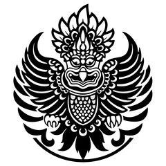 Intricate Tribal Bird Design with Detailed Wings and Ornamental Elements