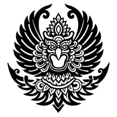 Intricate Tribal Bird Design with Detailed Wings and Ornamental Elements