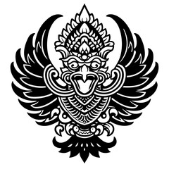 Intricate Tribal Bird Design with Detailed Wings and Ornamental Elements