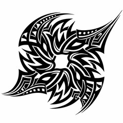Tribal Geometric Pattern Design with Flowing Curves and Sharp Angles