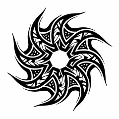 Tribal Geometric Pattern Design with Flowing Curves and Sharp Angles