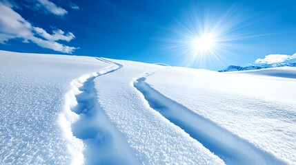 Obraz premium Bright Winter Sun Over Snow Covered Mountain