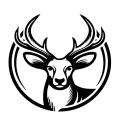 Stylized Line Art of Deer Head with Elegant Antlers and Nature-Inspired Design