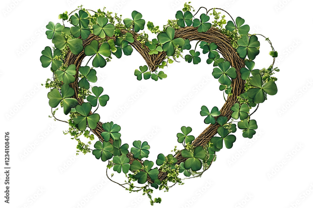 Wall mural heart frame intertwined with shamrock for st. patricks day, luck, and spring. digital painting over 