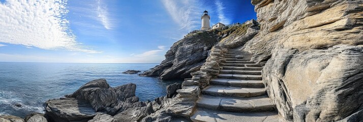 Coastal Lighthouse Steps: A Picturesque Seaside Ascent