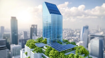 Obraz premium Eco-Friendly Skyscraper: A Vision of Sustainable Urban Living