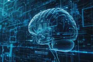 Fototapeta premium Digital brain intelligence futuristic artificial.