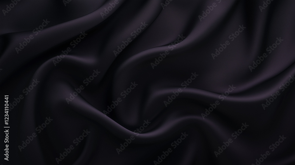 Poster elegant black silk fabric with subtle folds and reflective sheen. luxurious textile with soft lighti