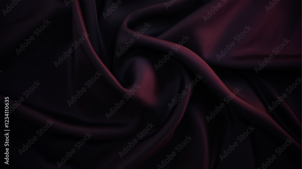 Poster elegant black silk fabric with subtle folds and reflective sheen. luxurious textile with soft lighti