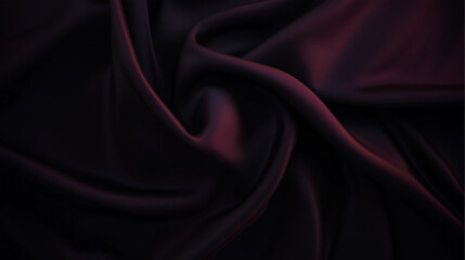 Fototapeta premium Elegant black silk fabric with subtle folds and reflective sheen. Luxurious textile with soft lighting and delicate shadows, creating depth and sophistication. Perfect for backgrounds, fashion, and de