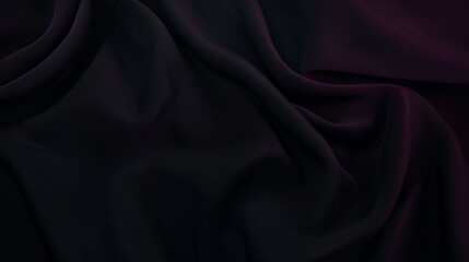 Obraz premium Elegant black silk fabric with subtle folds and reflective sheen. Luxurious textile with soft lighting and delicate shadows, creating depth and sophistication. Perfect for backgrounds, fashion, and de
