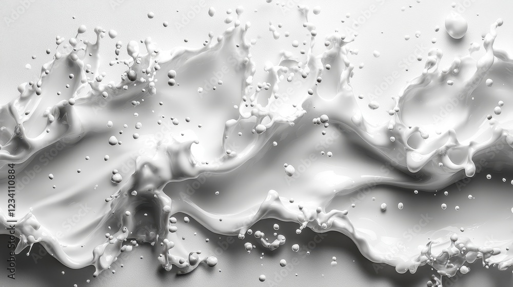 Aufkleber Abstract splash of white liquid with droplets, creating a dynamic texture.