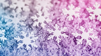 Fototapeta premium Snowflake Bokeh Backgrounds Multicolored bokeh background with various snowflake shapes and sizes, creating a vibrant and playful winter scene