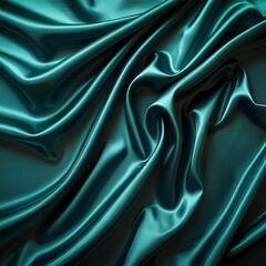 Obraz premium Dark greenish blue silk satin, smooth and shiny fabric, perfect for Christmas, New Year, festive, and party designs. Wide and long web banner. Panoramic.