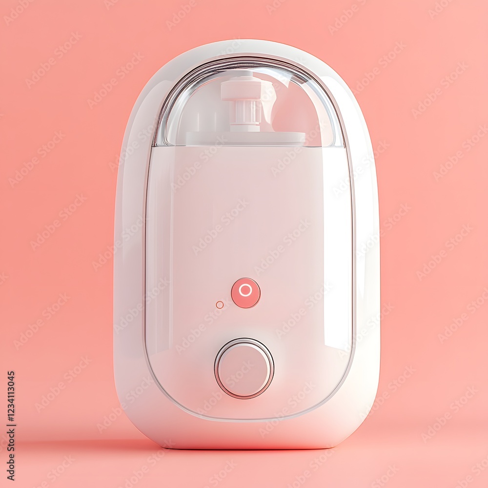 Poster compact nebulizer machine isolated on a minimalist background designed for delivering medication dir