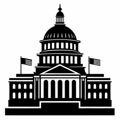 Capitol Building black silhouette vector illustration